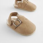 Neutral Faux Fur Lined Baby Clogs