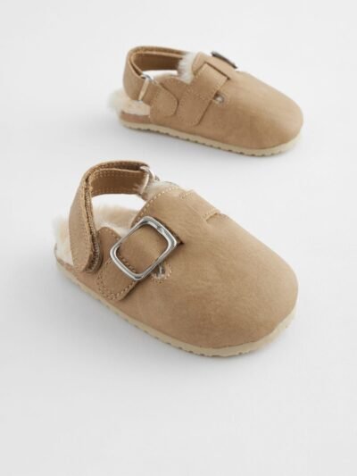 Neutral Faux Fur Lined Baby Clogs