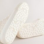 Ivory Glitter Standard Fit (F) Lace-Up High Top Trainers