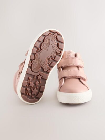 Pink Standard Fit (F) Touch Fasten High Top Trainers