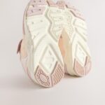 Pink Standard Fit (F) Elastic Lace Touch Fasten Trainers