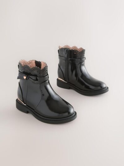 Black Chelsea Bow Ankle Boots