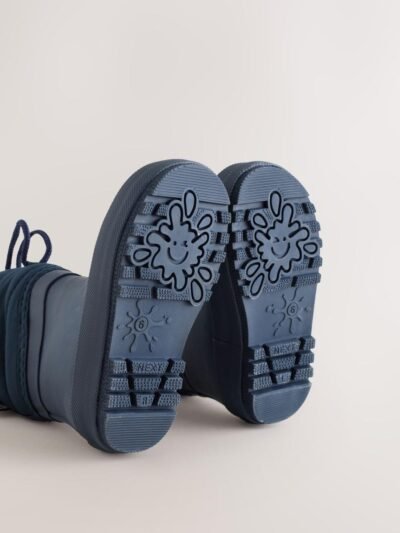 Blue Navy Quilted Cuff Wellies