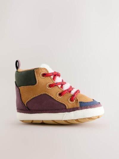 Tan Brown Baby Elastic Lace Boots