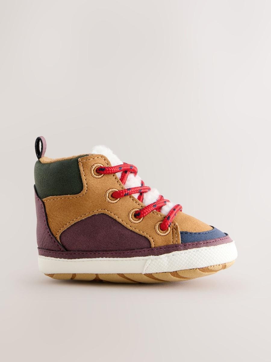 Tan Brown Baby Elastic Lace Boots