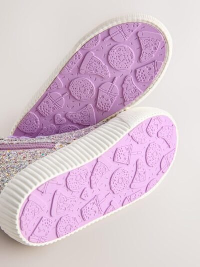 Multi Glitter Standard Fit (F) Lace-Up High Top Trainers