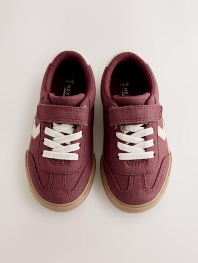 Red Burgundy Standard Fit (F) Touch Fastening Elastic Lace Trainers