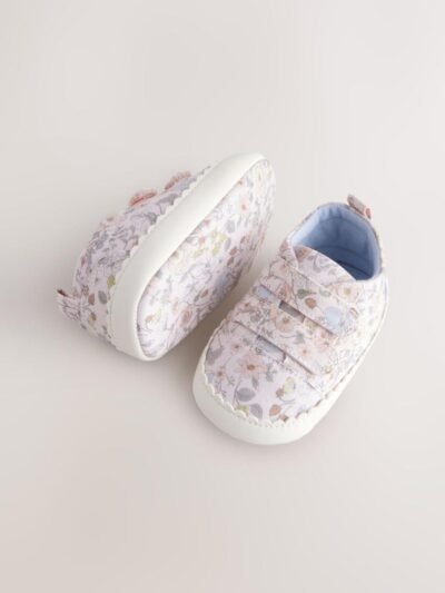 Pink Floral Touch Fasten Baby Trainers