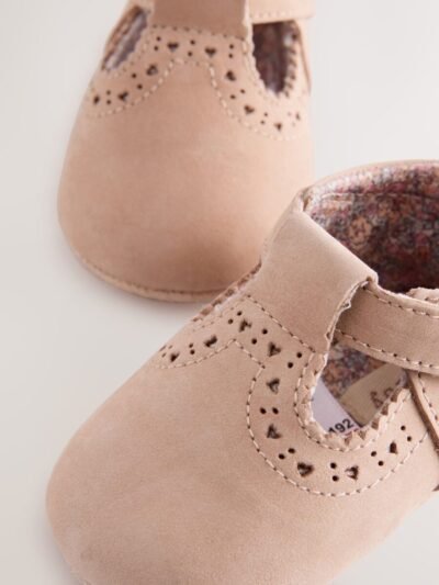 Tan Leather Baby T-Bar Shoes