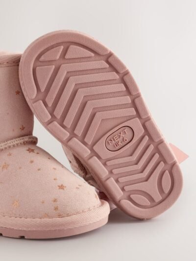 Pink Bow Water Repellent Tall Suede Pull On Boots
