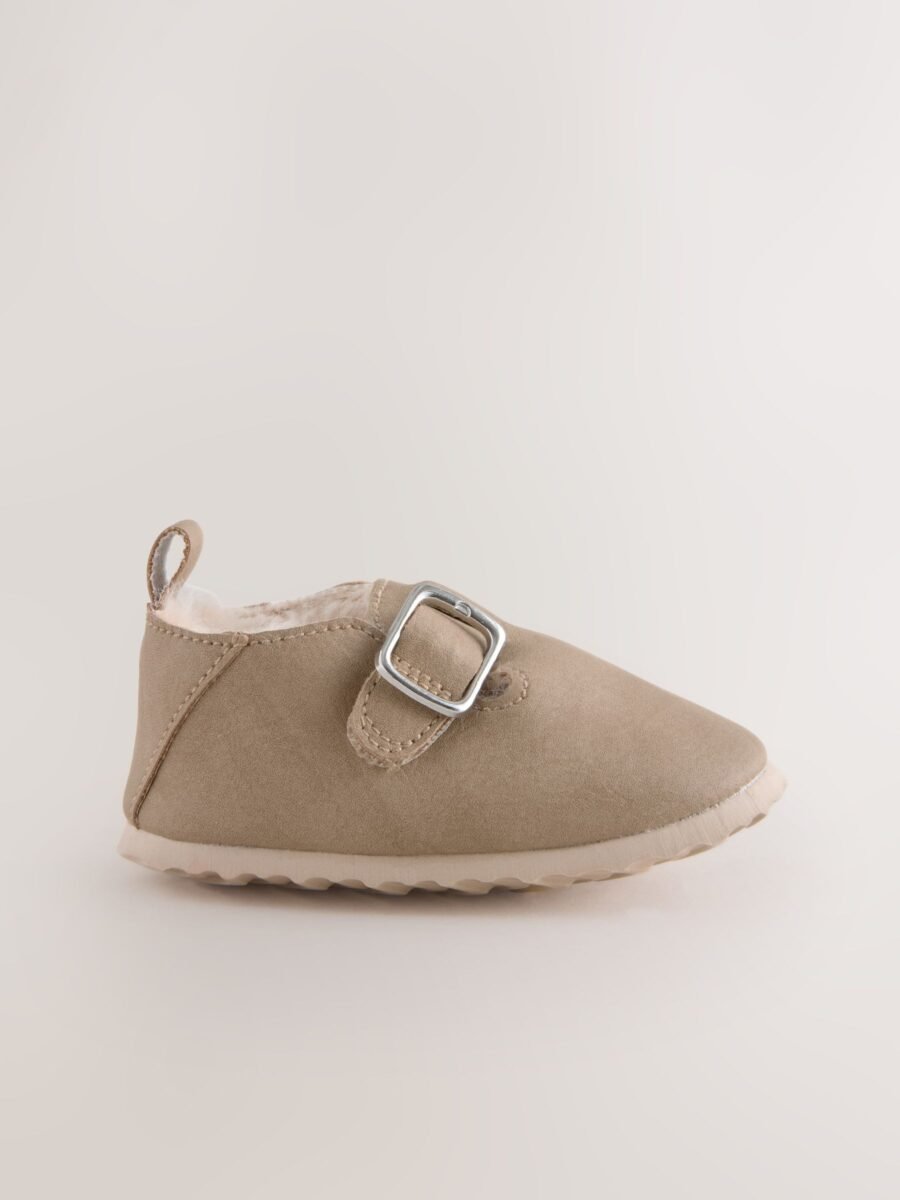 Beige Baby Faux Fur Lined Clog Shoes