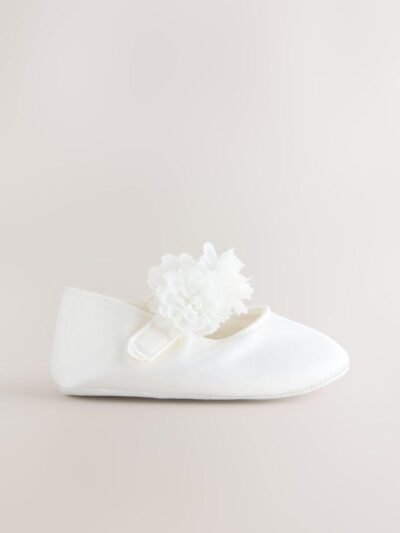 White Satin Baby Corsage Shoes
