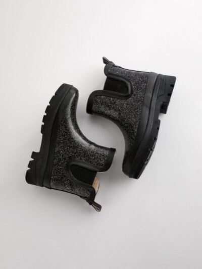 Black Glitter Chelsea Wellies
