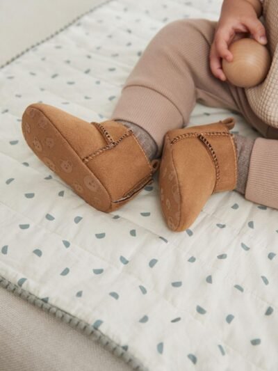Tan Brown Warm Lined Baby Boots