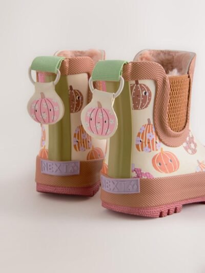 Neutral Pumpkin Halloween Chelsea Wellies