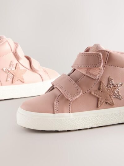 Pink Standard Fit (F) Touch Fasten High Top Trainers