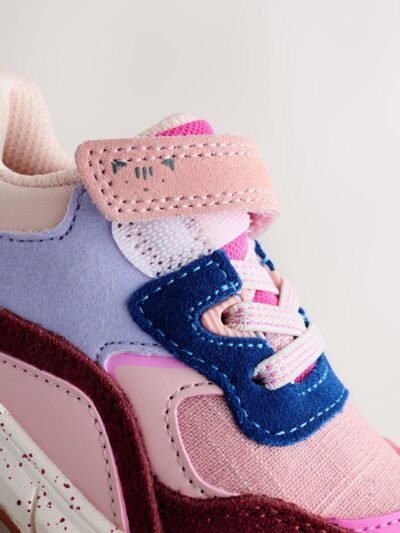 Multi Pink Elastic Lace Chunky Trainers