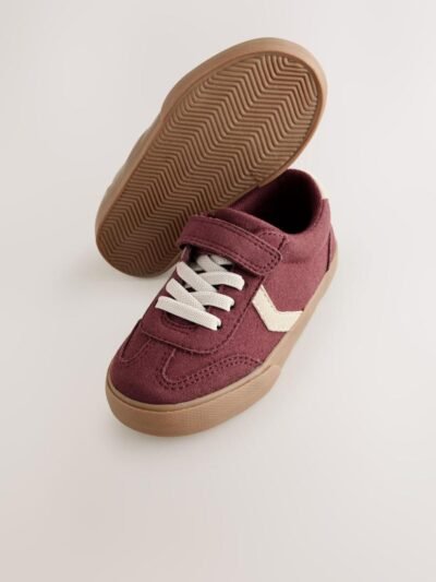 Red Burgundy Standard Fit (F) Touch Fastening Elastic Lace Trainers