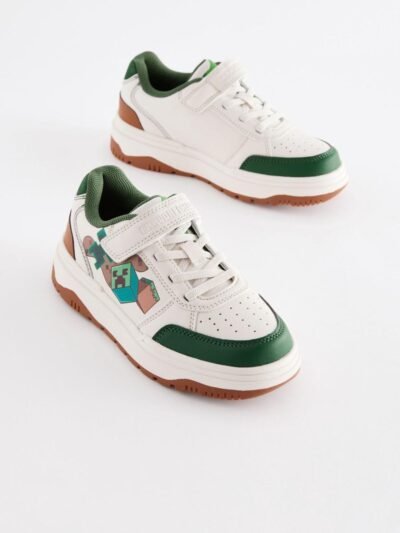 Neutral Minecraft Touch Close Elastic Lace Trainers