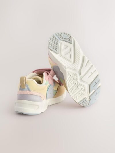 Multi Pastel Standard Fit (F) Elastic Lace Touch Fasten Trainers