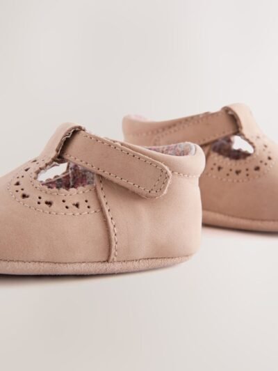 Tan Leather Baby T-Bar Shoes