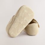 Stone Suede Leather Baby T-Bar Shoes