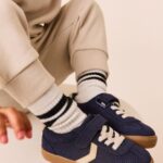 Navy Blue Standard Fit (F) Touch Fastening Elastic Lace Trainers
