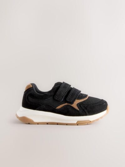 Black Suede Touch Fastening Trainers