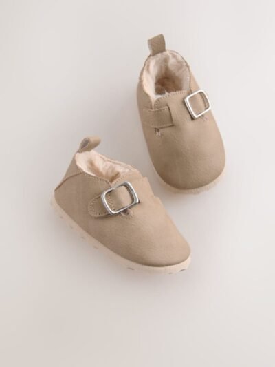 Beige Baby Faux Fur Lined Clog Shoes