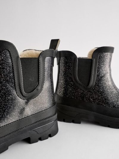 Black Glitter Chelsea Wellies