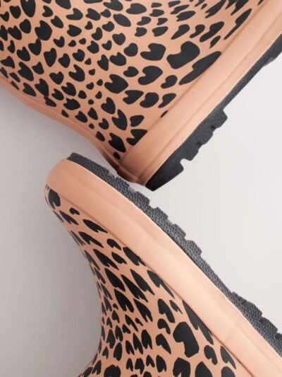 Brown Animal Print Cuff Wellies