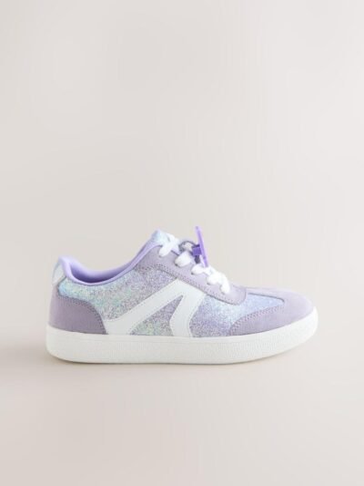 Purple Glitter Lilo & Stitch Lace-Up Lifestyle Trainers