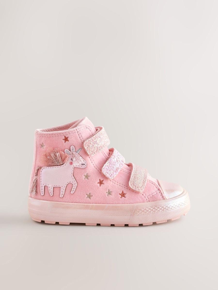 Pink Unicorn Touch Fastening High Top Trainers