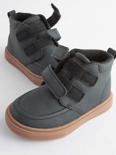 Black with Gum Sole Standard Fit (F) Warm Lined Touch Fastening Boots