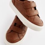 Tan Brown Wide Fit (G) Two Strap Touch Fastening Trainers