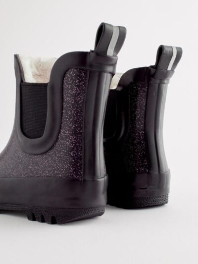 Black Glitter Chelsea Wellies