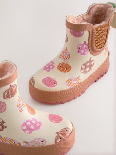Neutral Pumpkin Halloween Chelsea Wellies