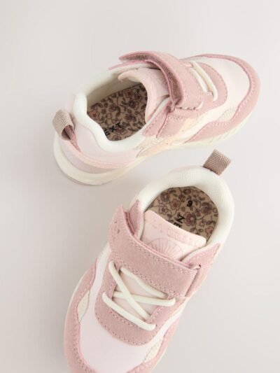 Pink Standard Fit (F) Elastic Lace Touch Fasten Trainers