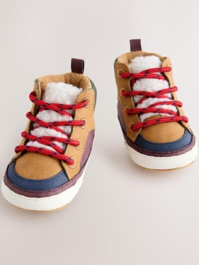 Tan Brown Baby Elastic Lace Boots