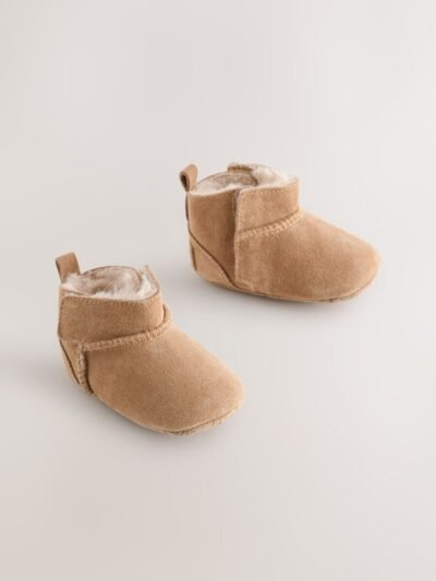 Tan Brown Suede Baby Pull-On Boots