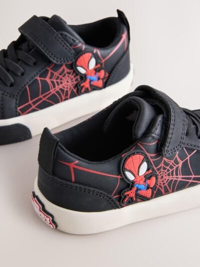 Black/Red Spiderman Standard Fit (F) Touch Fastening Elastic Lace Trainers