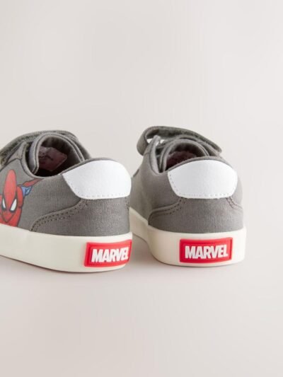 Grey Standard Fit (F) Spiderman Touch Fastening Elastic Lace Trainers