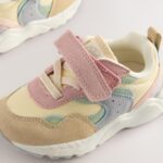 Multi Pastel Standard Fit (F) Elastic Lace Touch Fasten Trainers