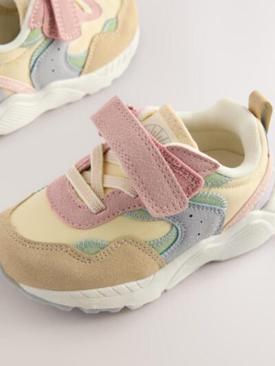 Multi Pastel Standard Fit (F) Elastic Lace Touch Fasten Trainers