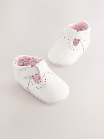 White Leather Baby T-Bar Shoes