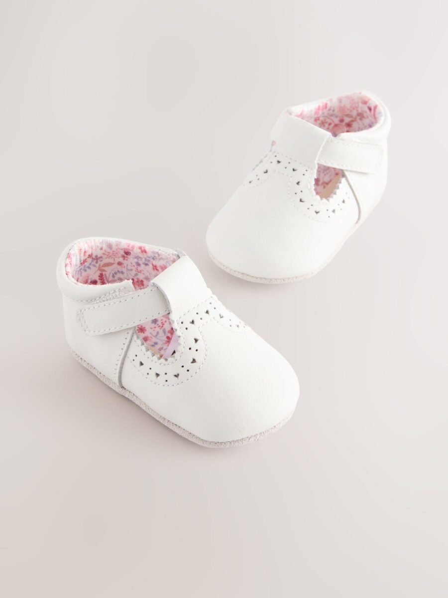 White Leather Baby T-Bar Shoes