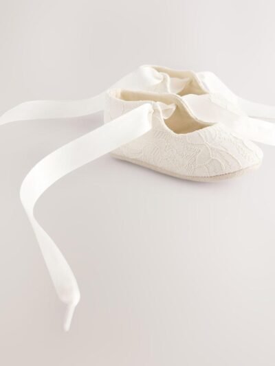 Cream Lace Baby Tie Front Occasion Shoes