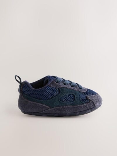 Blue Navy Baby Elastic Lace Slip-Ons Trainers