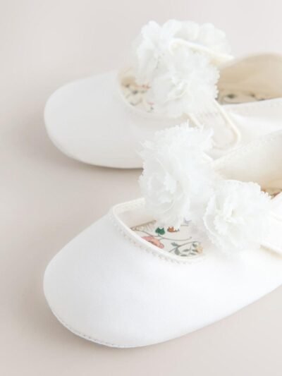 White Satin Baby Corsage Shoes
