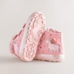 Pink Unicorn Touch Fastening High Top Trainers